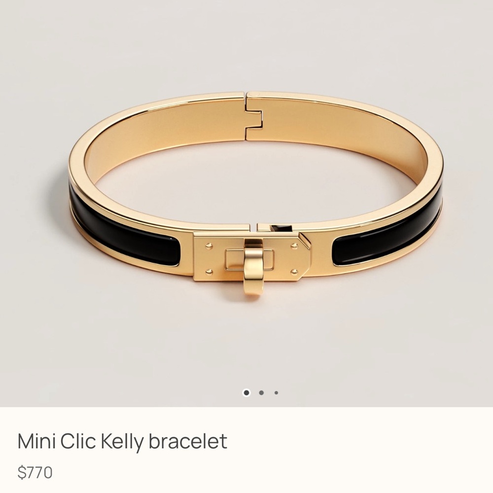 Hermes Kelly Clamp Gold/Black Bracelet